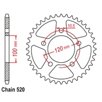 Supersprox 44 Tooth Steel Rear Sprocket for Aprilia 650 Pegaso Trail 2006-2010