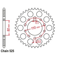 Supersprox 44 Tooth Steel Rear Sprocket for Honda GB500 TT 1989-1991