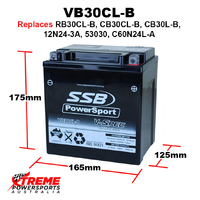 SSB 12V 460CCA 30AH VB30CL-B Arctic Cat Prowler 550 XT 2012-2017 V-Spec AGM Battery RB30CL-B