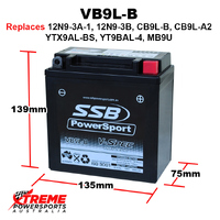 SSB 12V 200CCA 9AH VB9L-B BSA Rocket 750 1969-1972 AGM Battery YTX9AL-BS 