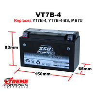 SSB 12V 150CCA 6.5AH VT7B-4 Aprilia 125 Leonardo Showa 2002-2006 AGM Battery YT7B-4