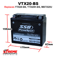 SSB 12V 400CCA 18AH VTX20-B Arctic Cat TBX700 TBX 700 2012-2017 AGM Battery YTX20-BS