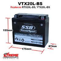 SSB 12V 400CCA 18AH VTX20L-BS Polaris 800 RZR After 01/01/10 2010 AGM Battery YTX20L-BS