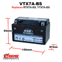 SSB 12V 150CCA 6AH VTX7A-BS Kazuma 50 Meerkat 2004-2006 V-Spec AGM Battery YTX7A-BS