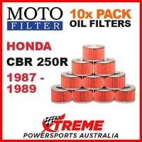 10 PACK MX MOTO FILTER OIL FILTERS HONDA CBR250R CBR 250R 1987-1989 SPORT BIKE