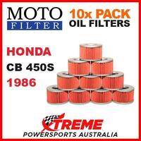 10 PACK MOTO FILTER OIL FILTERS HONDA CB450S CB 450S 1986 MOTORCYCLE CRUISER