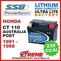 SSB 12V LITHIUM ULTRALITE 220 CCA BATTERY HONDA CT110 CT 110 POSTIE 1991-1998