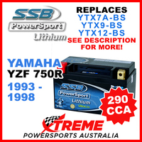 SSB 12V 290 CCA Yamaha YZF750R 1993-1998 LFP14H-BS Lithium Battery