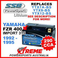 SSB 12V 290 CCA Yamaha FZR 400 Import 3TJ 1992-1995 LFP14H-BS Lithium Battery