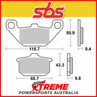 SBS Ceramic Rear Brake Pads for Kawasaki VN 1500 G1/G2 Classic Tourer 98-99