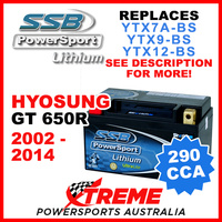 SSB 12V 290 CCA Hyosung GT650R GT 650R 2002-2014 LFP14H-BS Lithium Battery