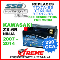 SSB 12V 290 CCA Kawasaki ZX-6R Ninja 2007-2014 LFP14H-BS Lithium Battery