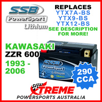 SSB 12V 290 CCA Kawasaki ZZR600 ZZR 600 1993-2006 LFP14H-BS Lithium Battery