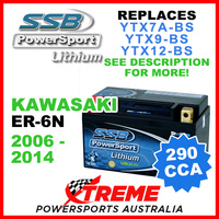 SSB 12V 290 CCA Kawasaki ER-6N 2006-2014 LFP14H-BS Lithium Battery