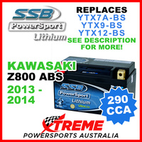 SSB 12V 290 CCA Kawasaki Z800 ABS 2013-2014 LFP14H-BS Lithium Battery