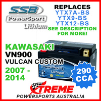 SSB 12V 290 CCA Kawasaki VN900 Vulcan Custom 2007-2014 LFP14H-BS Lithium Battery