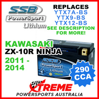 SSB 12V 290 CCA Kawasaki ZX-10R Ninja 2011-2014 LFP14H-BS Lithium Battery