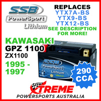 SSB 12V 290 CCA Kawasaki GPZ1100 ZX1100 1995-1997 LFP14H-BS Lithium Battery
