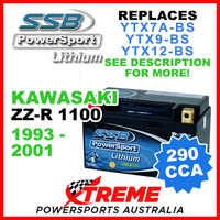 SSB 12V 290 CCA Kawasaki ZZ-R1100 ZZ-R 1100 1993-2001 LFP14H-BS Lithium Battery