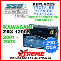 SSB 12V 290 CCA Kawasaki ZRX1200S ZRX 1200S 2001-2003 LFP14H-BS Lithium Battery