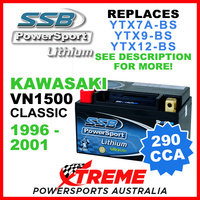 SSB 12V 290 CCA Kawasaki VN 1500 Classic 1996-2001 LFP14H-BS Lithium Battery