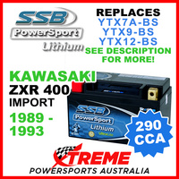 SSB 12V 290 CCA Kawasaki ZXR400 Import 1989-1993 LFP14H-BS Lithium Battery