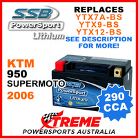 SSB 12V 290 CCA KTM 950 Supermoto 2006 LFP14H-BS Lithium Battery