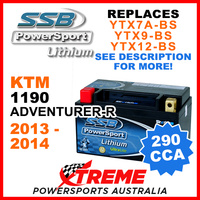 SSB 12V 290 CCA KTM 1190 Adventurer R 2013-2014 LFP14H-BS Lithium Battery