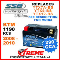 SSB 12V 290 CCA KTM 1190 RC8 2008-2010 LFP14H-BS Lithium Battery