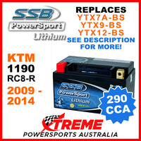 SSB 12V 290 CCA KTM 1190 RC8-R 2009-2014 LFP14H-BS Lithium Battery
