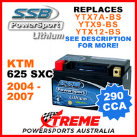 SSB 12V 290 CCA KTM 625SXC 625 SXC 2004-2007 LFP14H-BS Lithium Battery