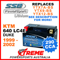 SSB 12V 290 CCA KTM 640 LC4E Duke 1999-2002 LFP14H-BS Lithium Battery