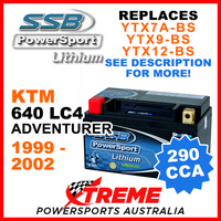 SSB 12V 290 CCA KTM 640 LC4 Adventurer 1999-2002 LFP14H-BS Lithium Battery