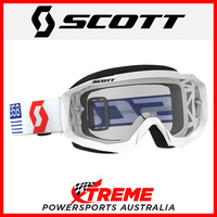 Scott White/Red Hustle MX Goggles With Clear Lens Motocross Dirt Bike