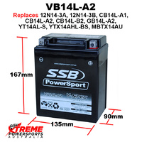 SSB 12V 310CCA 12AH VB14L-A1 Aprilia 500 Scarabeo 2006-2008 AGM Battery YT14AL-S