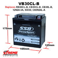 SSB 12V 460CCA 30AH VB30CL-B Arctic Cat Prowler 550 XT 2012-2017 V-Spec AGM Battery RB30CL-B