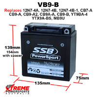 SSB 12V 200CCA 9AH VB9-B Italjet 125 Formula 1996-2003 AGM Battery YTX9A-BS