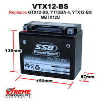 SSB 12V 265CCA 10AH VTX12-BS Kawasaki EX650R Ninja 650R 2008-2017 AGM Battery YTX12-BS
