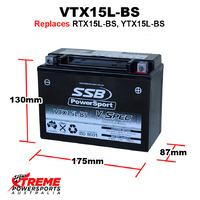 SSB 12V 340CCA 13AH VTX15L-BS Polaris 250 Trail Blazer 2006 V-Spec AGM Battery RTX15L-BS