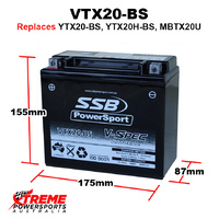 SSB 12V 400CCA 18AH VTX20-B Arctic Cat TRV1000 TRV 100 Cruiser 2012-2013 AGM Battery YTX20-BS