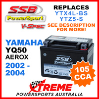 SSB Yamaha YQ50 YQ 50 Aerox 2002-2004 12V 105CCA V-Spec Battery VTX4L-BS