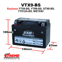 SSB 12V 260CCA 10AH VTX9-BS Triumph 885 Speed Triple T509 1997-1998 AGM Battery YTX9-BS