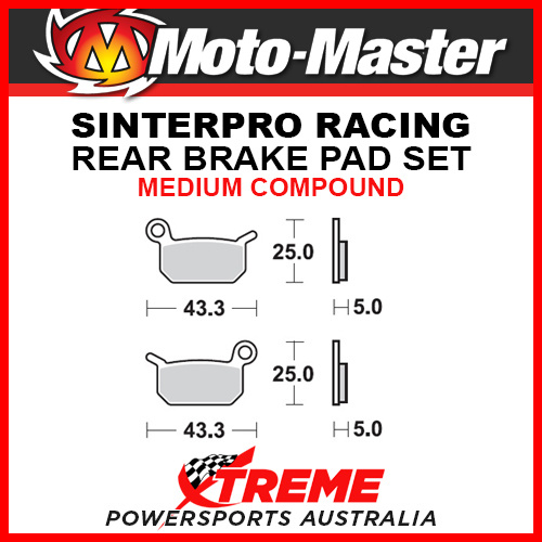 Moto-Master Husqvarna TC50 Mini 2017 Racing Sintered Medium Rear Brake Pad 094711