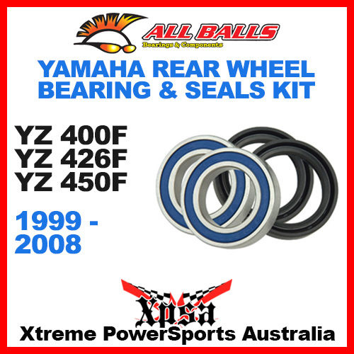 Rear Wheel Bearing Kit Yamaha YZ 400F 426F 450F 1999-2008 MX, All Balls 25-1252