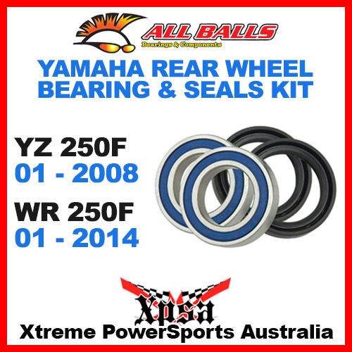 Rear Wheel Bearing Kit Yamaha YZ 250F 01-2008 WR 250F 01-2014, All Balls 25-1252