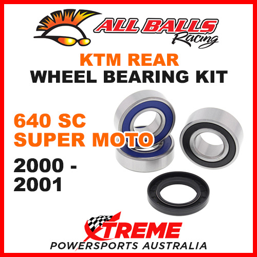 All Balls 25-1283 KTM 640 SC Super Moto 2000-2001 Rear Wheel Bearing Kit