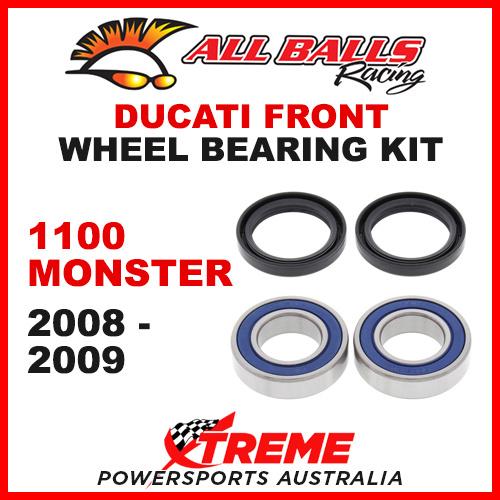 All Balls 25-1404 Ducati 1100 Monster 2008-2009 Front Wheel Bearing Kit