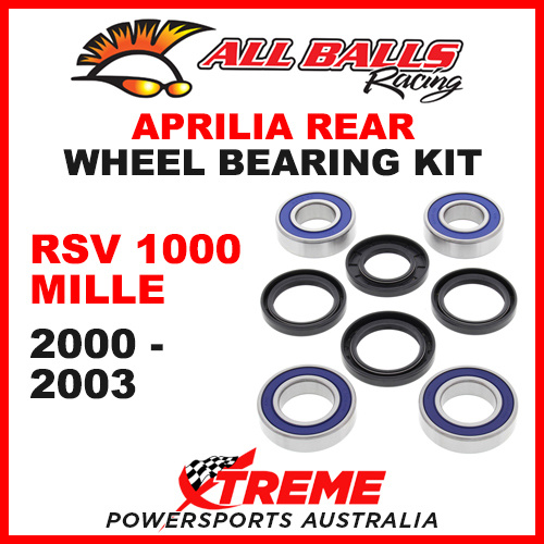 All Balls 25-1568 Aprilia RSV 1000 Mille 2000-2003 Rear Wheel Bearing Kit