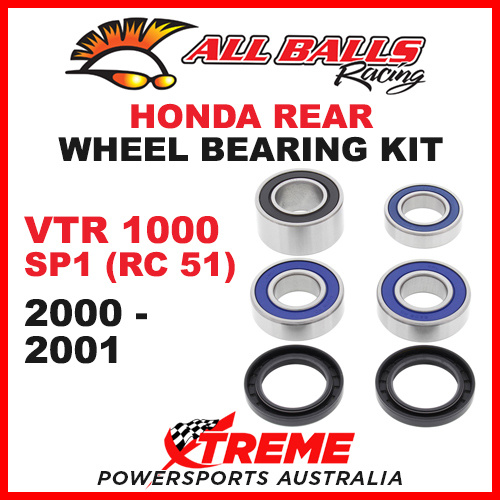 All Balls 25-1657 Honda VTR1000 SP1 RC51 2000-2001 Rear Wheel Bearing Kit