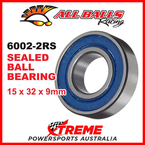 All Balls 6002-2RS 15x32x9mm Sealed Ball Bearing ABEC-3 Triple Lip Seal